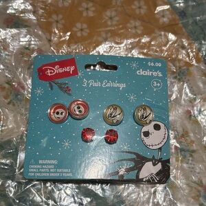 Claire's Disney Jack Skellington Earrings Set - Red, Black, White